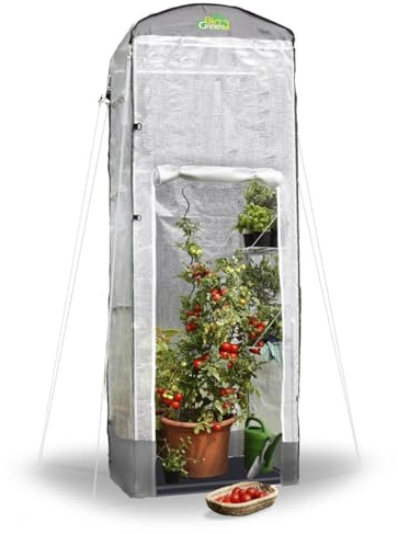 Bio Green Foliengewächshaus Patioflora 120 für Terrasse und Garten | Pflanzzelt ganzjährig einsetzbar | UV-beständig | 4 Belüftungsöffnungen | hohes Überwinterungszelt | L 120 x B 120 x H 300 cm