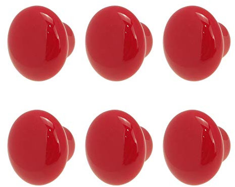 Tsnamay Keramik-Schrankknäufe, rot, 3,1 cm, Vintage-Türknäufe, Schublade, Kommode, Schrank, Ziehgriffe für Zuhause, Küche, mit Schrauben, 6 Stück
