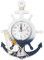 Homoyoyo Horloge Theme Mer Horloge Ancre De Bateau Horloge De Style Méditerranéen Horloge Silencieuse Horloge Côtière Plage Ou Thème De Décor À La Maison (Style Voilier) Decoration Ancre Bateau