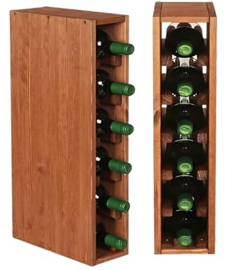 PROREGAL Modulares Weinregal VINCELLAR MOD | HxBxT 60x12x30cm | Schmal Modul für 6 Flaschen | Massives Kiefernholz | Braun geölt | Weinhalter Weinständer Flaschenständer Flaschenregal Holzregal