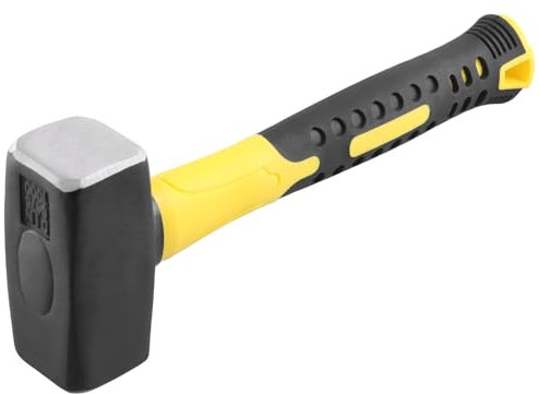 TAICHEUT 2 LB Yellowish Black Club Hammer, Sledge Lump Hammer with High Carbon Steel Head and Non-Slip Ergonomic Grip for Home Decoration Industrial Woodworking Operations