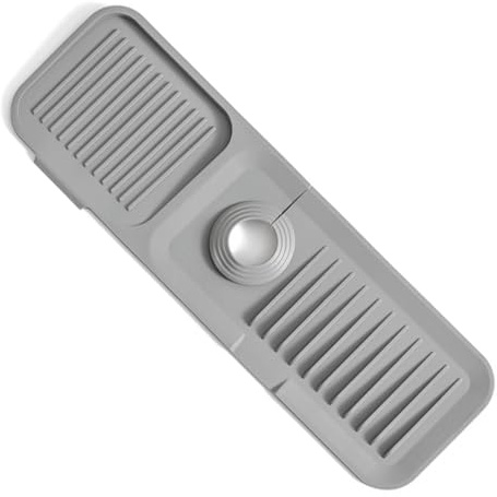 Mudoulu Silicone Sink Splash Guard 37x14cm, Faucet Mat Drip Catcher, Non-Slip Silicone Drying Mat for Kitchen and Bathroom Countertops