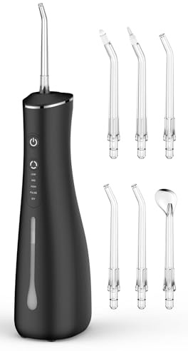 Ollse Water Flosser for Teeth Cleaning Cordless Portable Rechargeable Oral Irrigator 4 Modes Powerful Battery Life IPX7 Waterproof for Home and Travel