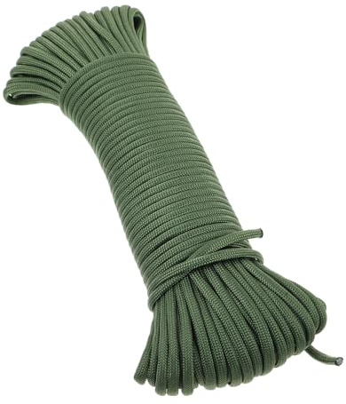 UKCOCO Cuerda Trenzada de Paracord Multiusos para Camping y Senderismo 31 Metros Color Verde Militar Cuerda Resistente de Secado Rápido para Tiendas de Campaña y Actividades al Aire