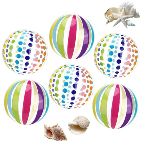 Rlssaki 6 Pezzi Palla Gonfiabile Spiaggia, Ø22 cm Palloni Gonfiabili, Pallone Gonfiabile Colorata per Bambini Adulti, Palline d'Acqua Gonfiabili Estive, per Piscina, Spiaggia, Attività All'Aperto