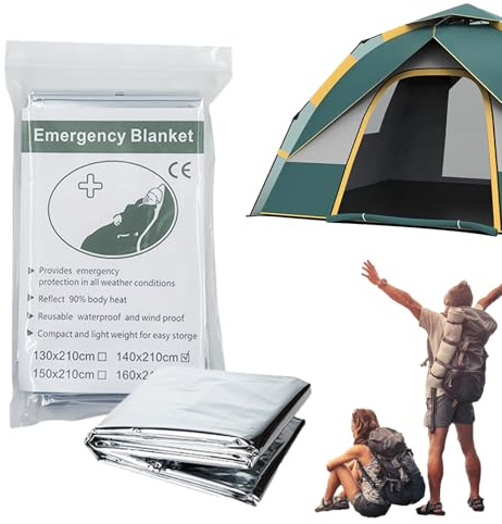 Couvertures de survie thermiques portables et réfléchissantes pour , adultes, hommes, femmes, camping, randonnée, hiver, pluie et temps froid