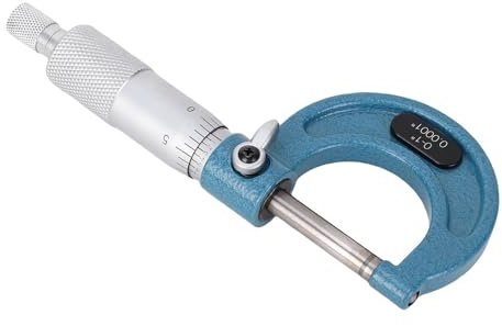 Walfront Micrometro Esterno Graduato 0-1 Pollici 0,0001 Pollici in Acciaio Inossidabile con Incudine in Carburo di Tungsteno e Impugnatura a Cricchetto per Misurazioni Accurate