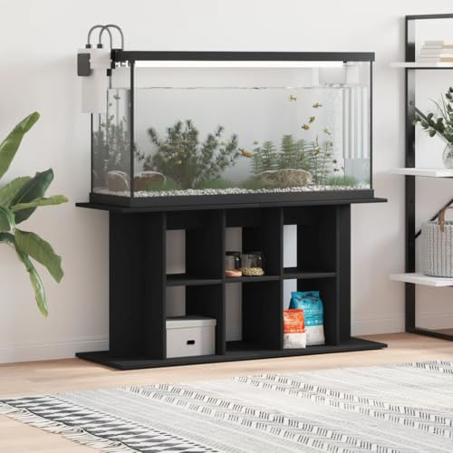 Mangloder Akvariumstativ, svart, 120 x 40 x 60 cm, trämaterial, akvarieunderskåp med förvaringsutrymme, skåp, hylla, bord, möbler för fiskbassäng, terrarium, akvaristik, vardagsrum