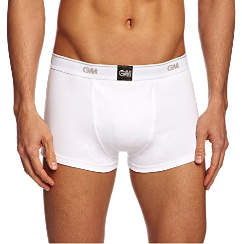 Gunn & Moore GM Cricket | Boxer Short | Special Blend Stretch Cotton with Elastic Waist For Comfort Fit | Integral Pouch For Box Abdo Guard | White | Large Boys For Waist 29-30