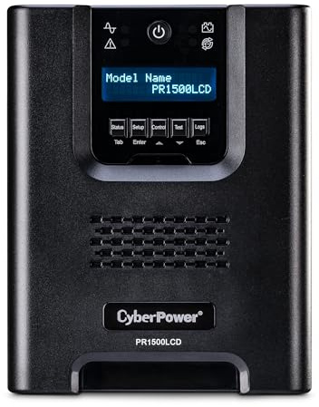 CyberPower PR1500LCD Smart App Sinewave UPS System, 1500VA/1500W, 8 Outlets, AVR, Mini-Tower