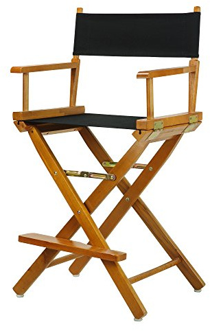 Casual Home Honey Oak Frame Canvas Director Chair, 24, Black