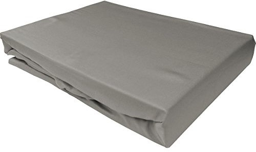Bettwaesche-mit-Stil Mako Satin Spannbettlaken Spannlaken Spannbetttuch (140 cm x 200 cm, Matratzenhhöhe 21-30cm, Dunkelgrau)