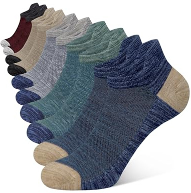 CLOSEMATE 5 Paires Socquettes Homme Femme 39-42 43-46 en Coton | Semelles épaisses pour amorti optimal, Ajustement élastique, Maille respirante, Renforts aux orteils et talons