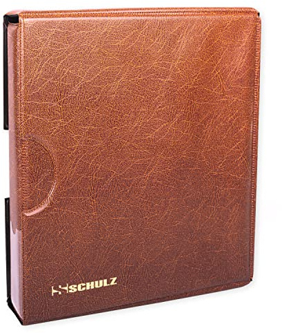 Coin Collection Album With Sleeve Cover – 50p £1 £2 Collecting Holder - Storage Binder Protect and Store For 200 Coins - SCHULZ Coin Album Brown