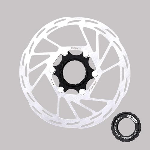 Newgoal Disco de freno con bloqueo central para bicicleta 160MM Rotor de disco de freno de bicicleta con cubierta de bloqueo, adecuado para bicicletas de carretera y de montaña