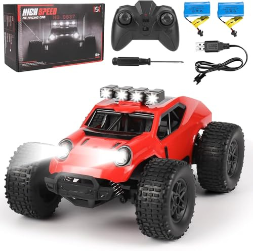 Comius Sharp Coche Teledirigido, Coche Teledirigido De Alta Velocidad 1/20 25km/H, Todo Terreno Todoterreno con Luces Led, Regalo para Niños De 7 A 14 Años(Rojo)