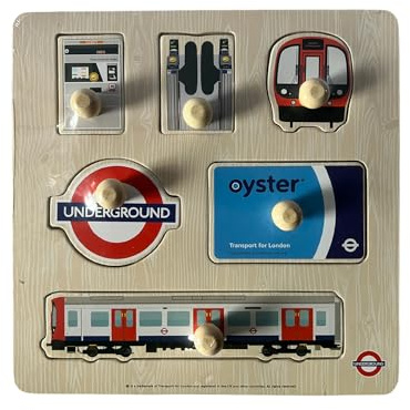 Officially Licensed London Underground Wooden Peg Puzzle - Tube Train Learning Toys for Toddlers