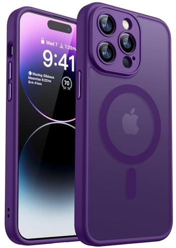 CANSHN 2024 Neu für iPhone 14 Pro Hülle mit Kameraschutz für Magsafe (TOP Militärschutz & Magnetkraft) Extrem Haltbarkeit Hülle iPhone 14 Pro Case Stoßfest, Dunkelviolett