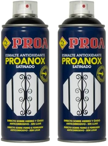 PROA ESMALTE PROANOX DIRECTO SOBRE ÓXIDO EN SPRAY. SATINADO. Verde inglés Ral 6009. 400 ML Esmalte antioxidante para metales sin necesidad de imprimación. Exterior e interior. (Paquete de 2)