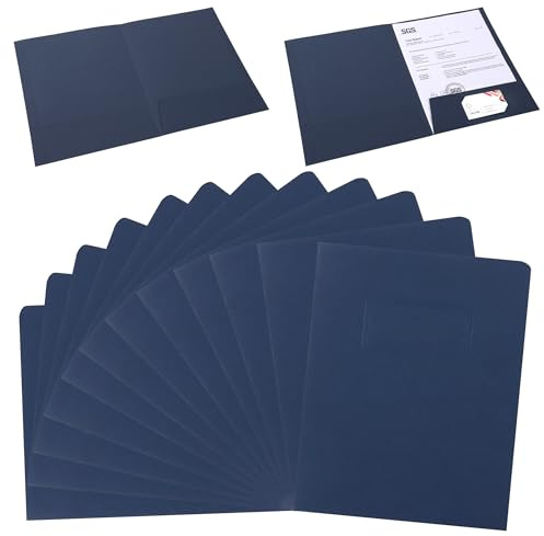 Chemise Cartonnée avec Rabat à Pochettes A4 Sac de Fichier en Papier Kraft, Epais Porte Document Organisateur Dossier de Fichiers à Insertion pour Société Bureau Maison Scolaire (Bleu Foncé)