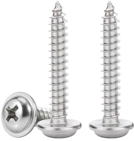 Drenky Vis Autotaraudeuses à TêTe Ronde Avec Rondelles M5x30mm Vis Cruciformes à Bois Inox 304 Vis Placo à TêTe Large BombéE, EntièRement Fileté, 50 Pièces