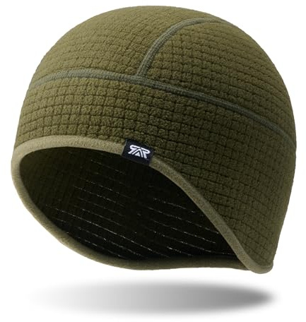SUNMECI Winter Thermal Helmet Liner Skull Cap, Fleece Lined Warm Cycling Cap Ski Hat Beanie for Men Women Army Green