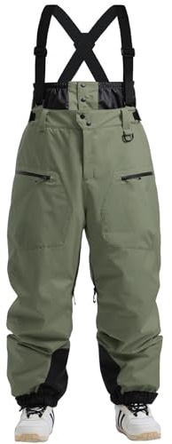 GSOU SNOW Hombres Mujeres Pantalones de Esquí Holgados Pantalones de Snowboard Baggy Pantalones de Nieve Oversize con Tirantes - Multibolsillos Impermeable Antiviento Transpirable Aislado Cálido