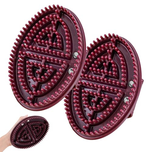 Huakaile 2 Pieces Meridian Massage Brush, Handheld Meridian Pressure Brush for Belly, Professional Custom Acupressure Full Body Massage Comb for SPA Relaxation Beauty Salon Home (Brown)