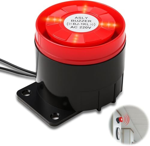 Sirena Esterna 220 V 120 DB, Sistema Di Allarme Di Sicurezza Domestica Decibel Alti, Allarme Casa Lampeggiante Rosso per Garantire La Sicurezza AI Casa