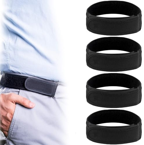 ATSNOSH 4 Stück Gürtel ohne Schnalle für Männer und Frauen, verstellbarer elastischer Gürtel, schnallenloser Gürtelhaken, elastische seitliche Taille, schnallenloser Gürtel, für Freizeit, Jeans