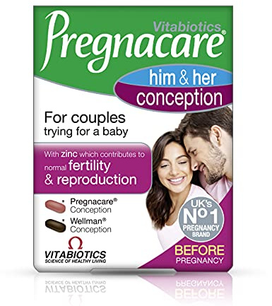 Pregnacare Conception Support for Couples - Pregnancy Vitamins - UK's No.1 Pregnancy Brand. Greater Prenatal Care for Women, Supplement with Added Omega-3 DHA for Normal Brain and Eye Development