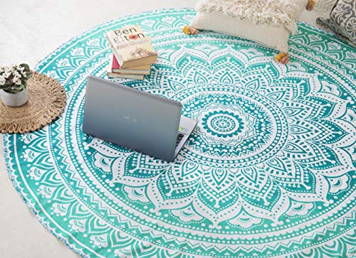 Popular Handicrafts Round Mandala Beach Throw Tapestry - Hippy Boho Gypsy Cotton Table Cover, Yoga Mat, Beach Towel - 60