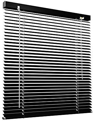 Victoria M. Aluminium Jalousie, 65 x 175 cm, schwarz, Jalousie ohne Bohren, inkl. Klemmclips