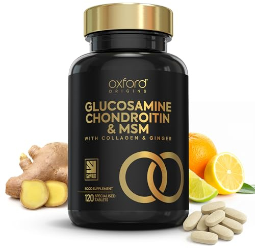Advanced Glucosamine and Chondroitin High Strength Tablets with MSM | Made in The UK | Glucosamine Sulphate with Chondriotin, MSM Powder, Collagen, Citrus Bioflavonoid and Ginger Root | 120 Tablets