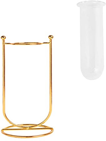 Pflanzenvase Desktop Anlage Terrarium Anlage Ausbreitung Station mit Metall Stand Glas Reagenzglas Liive Palnts Retro Zubeh?r für Hydrokultur Pflanzen Stehen Halter