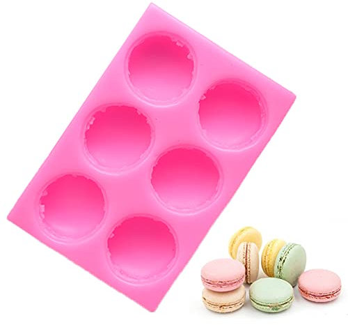 6-Cavity 3D Macaroon Macaron Hamburger Silicone Mold for DIY Fondant Candy Making Chocolate Lollipop Desserts Ice Cube Gum Clay Mini Soap Bath Bomb Biscuit Plaster Cupcake Topper Cake Decor Moulds