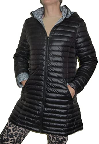Fantasy Giacca Lunga 100gr. Leggero Mezze Stagioni Trapuntino Donna Taglia Comoda (Nero, 52 IT)