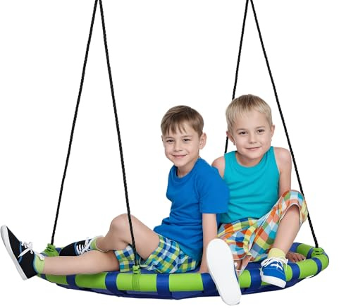Outsunny Balançoire nid d'oiseau Ronde Ø 100 cm Hauteur réglable à Suspendre Enfant Adulte Jardin capacité de Charge 150 kg extérieur Cadre en Acier textilène Bleu