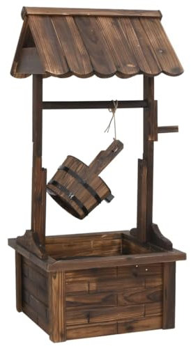 vidaXL Puits à Souhait avec Pompe 57x50x112 cm Bois de Sapin Massif, caractéristique de l'eau, Fontaine, Fontaine à Eau de Jardin