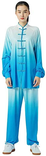 Fyra säsonger Tai Chi Uniform Set, Kampsportsdräkter Dam Tai Chi Uniform Kinesiska Traditionella Kampsportdräkter Gradient Långärmad Morgonövningar Kung Fu Kläder, Zen Meditation Yogadräkt