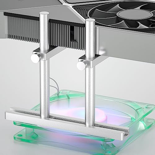 Graphics Card GPU Support Bracket: Adjustable Aluminum GPU Sag Bracket Video Card GPU Stand Holder Graphics Card Support with Dual Stand (Silver 128mm)