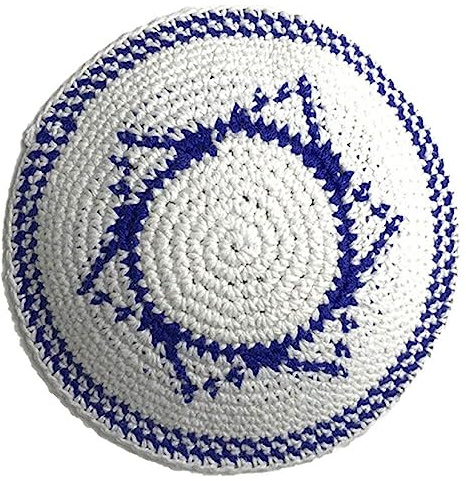 Handgjord stickad kippah för män klassisk judisk dödskallemössa hatt traditionell yarmulke hatt runt huvud Jerusalem hatt, stil3, en storlek