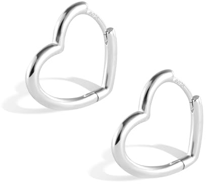 ALEXCRAFT Pendientes Corazon Plata 925 Pendientes de Aro Mujer Pendientes de Corazones de Plata