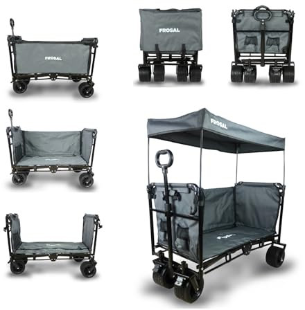 FROSAL Bollerwagen Tom faltbar grau klappbar Handwagen Handwagen Kinder Hund