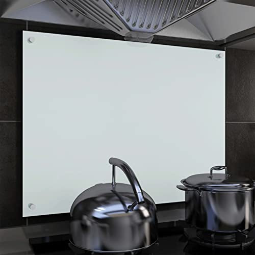 Iiaky Protección Salpicaduras Cocina Vidrio Templado Blanco 80x60 cm Protector Antisalpicaduras Fregadero Cubre VitroceráMica Cristal Templado