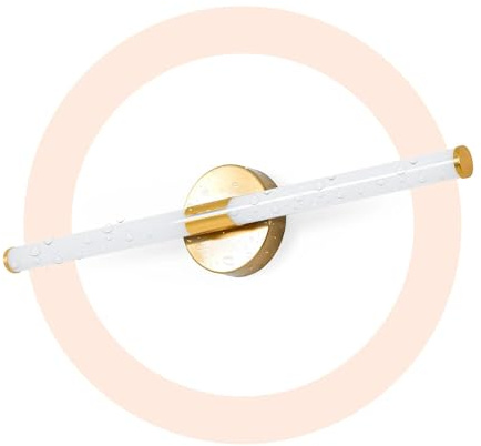 BARCELONA LED. Aplique de baño LED Dorado Tubular 60cm – 8W, 720lm, IP44 – Luz Blanca Neutra 4000K – Iluminación moderna y eficiente. Lámpara de Pared sobre espejo de baño