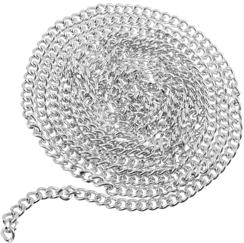 AERZETIX - Catena decorativa 2 m con maglie 5.8x7.5 mm - in metallo - colore argento - creazioni fai da te tracolle per borse progetti di decorazione artigianato