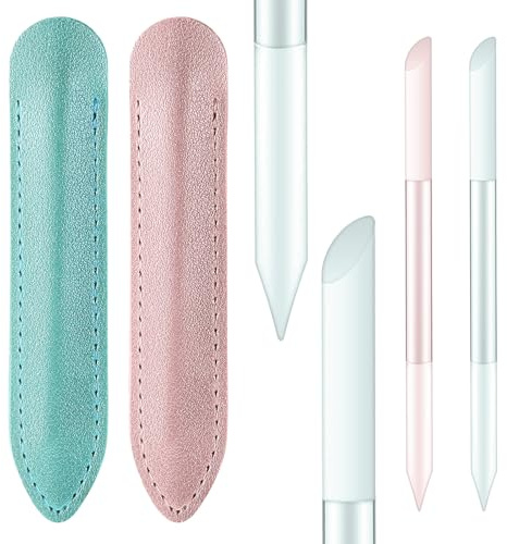 2 stycken glas nagelbandspusher nagelfil nagelbandsborttagare verktyg professionell precisionsfil manikyr pinne för gör-det-själv naglar naglar naglar nagelstudios kvinnor hem