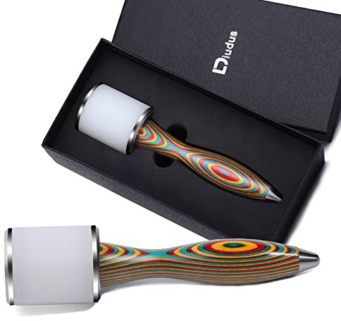 DIUDUS Leather Working Mallet, Leather Mallet Leather Carving Hammer, Leather Maul Nylon Straight Head Comfortable Wooden Handle Hammer DIY Leatherworking (Colorful/Water-Rippled)