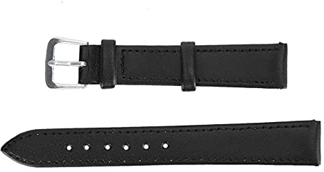 Correa de reloj de piel, hebilla negra, correa de reloj de piel sintética, cómoda pieza de repuesto accesorio para reloj inteligente (16 mm)
